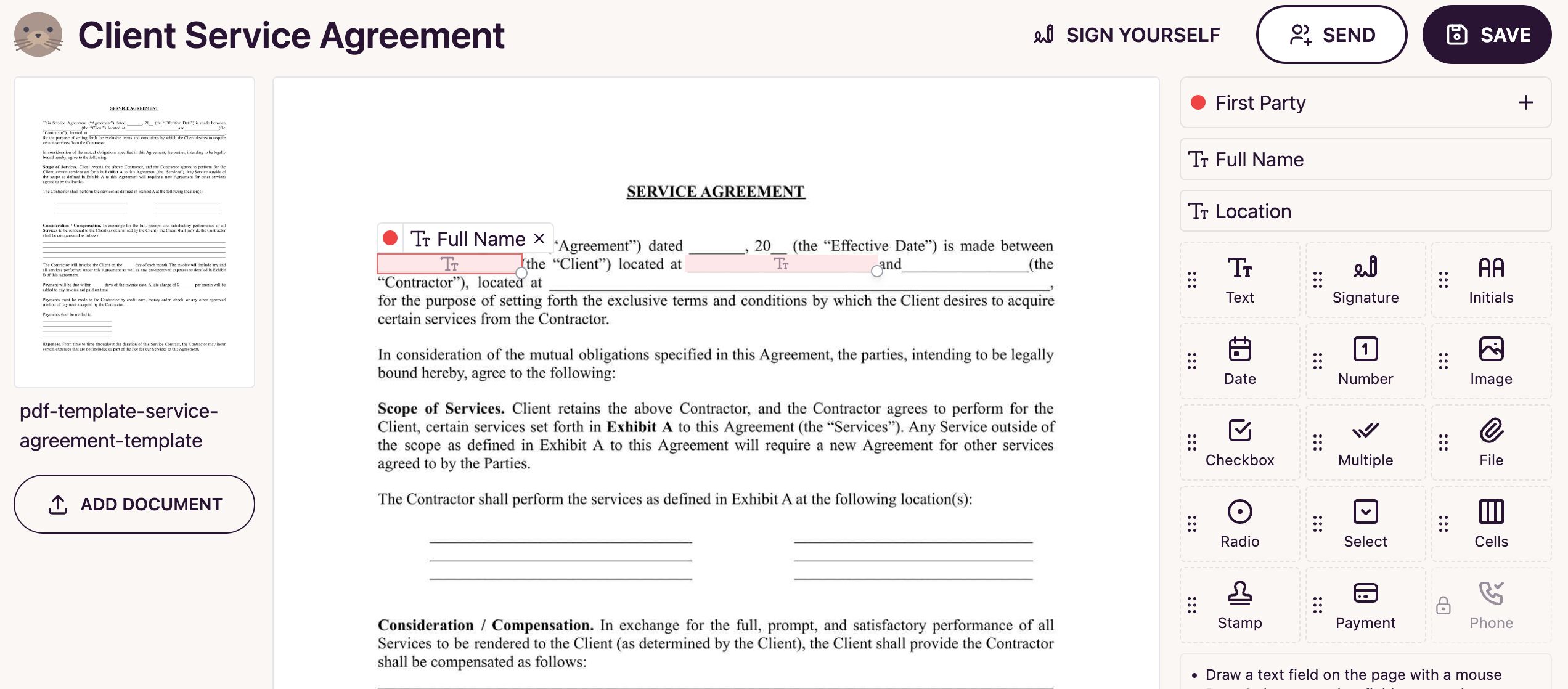 Client Service Agreement Template Form